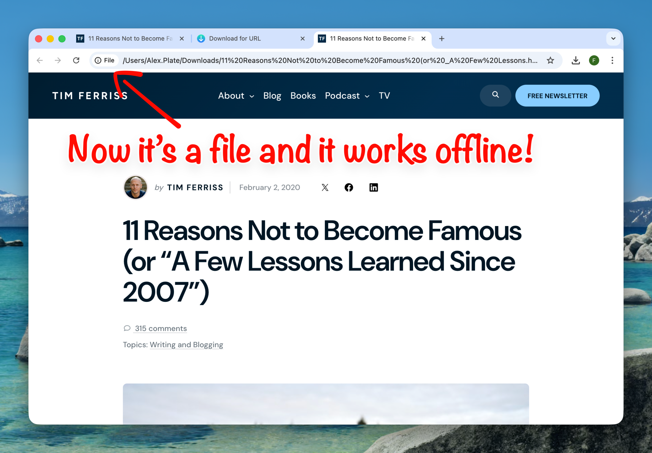 Save Article using URL Download