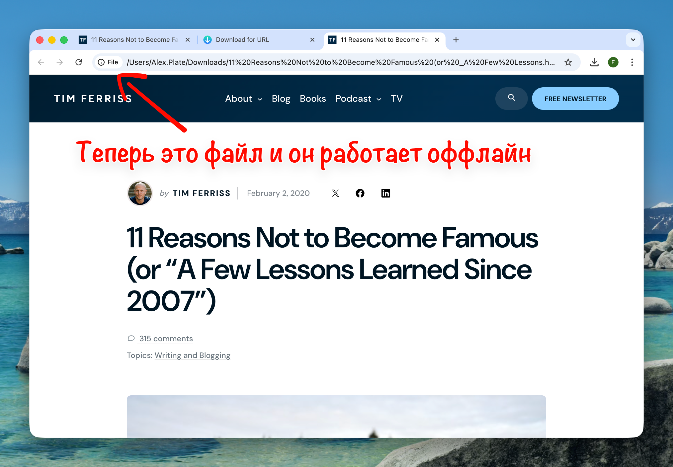 Сохраните статью с URL Download